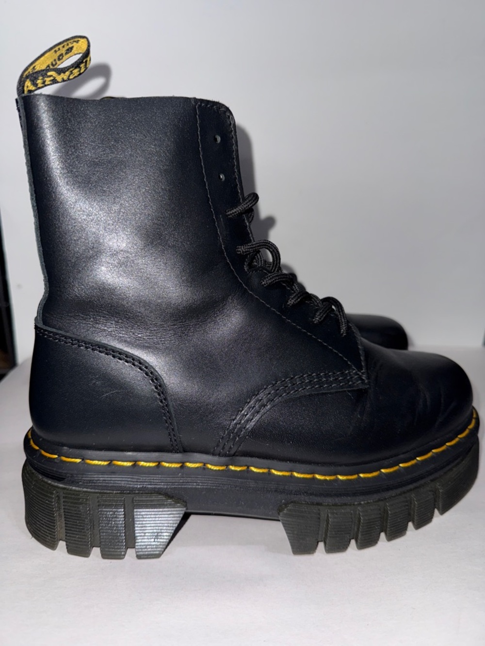 Dr. Martens Women's Audrick 8 is an 8-eye platform ankle boot size 9